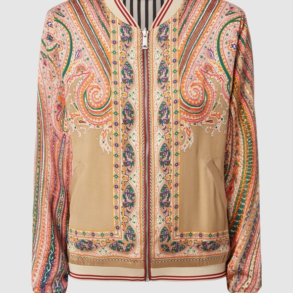 Scotch & Soda - Reversible Satin Bomber Jacket Paisley Stripe - Gold Medium - Picture 2 of 12